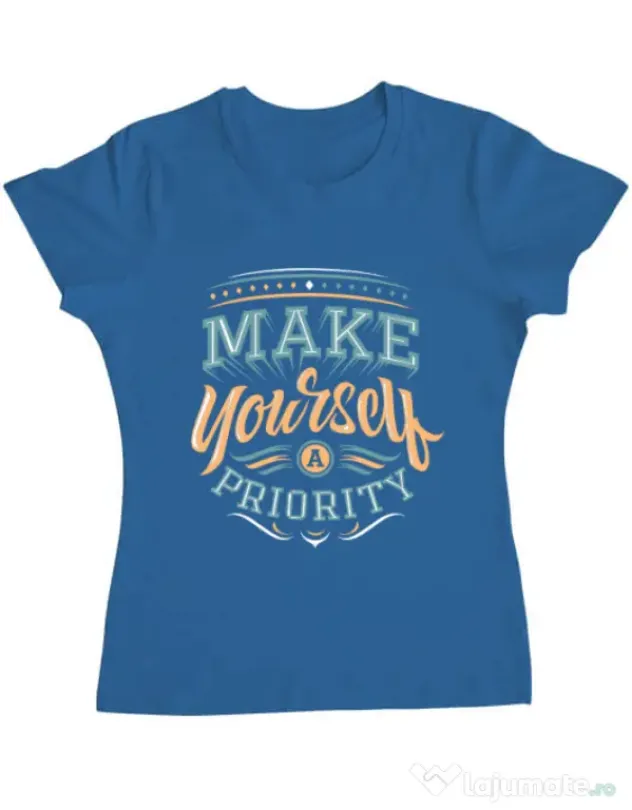 Tricou ADLER dama Make yourself a priority Albastru azuriu