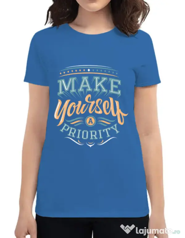 Tricou ADLER dama Make yourself a priority Albastru azuriu