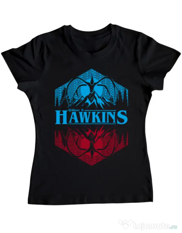 Tricou ADLER dama Welcome to Hawkins Negru
