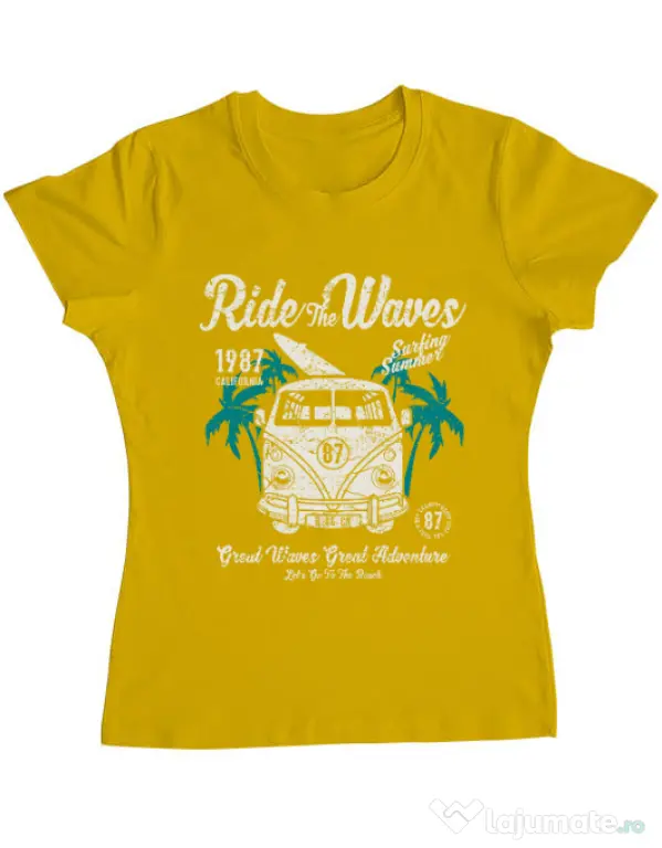 Tricou ADLER dama Ride The Waves Galben