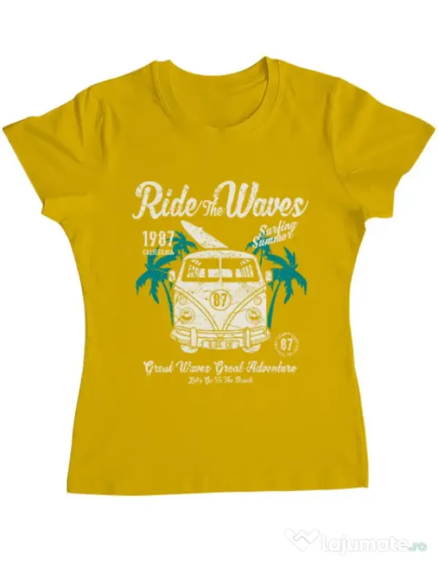 Tricou ADLER dama Ride The Waves Galben