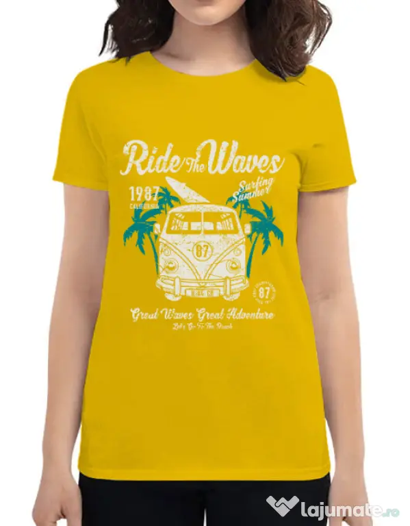 Tricou ADLER dama Ride The Waves Galben