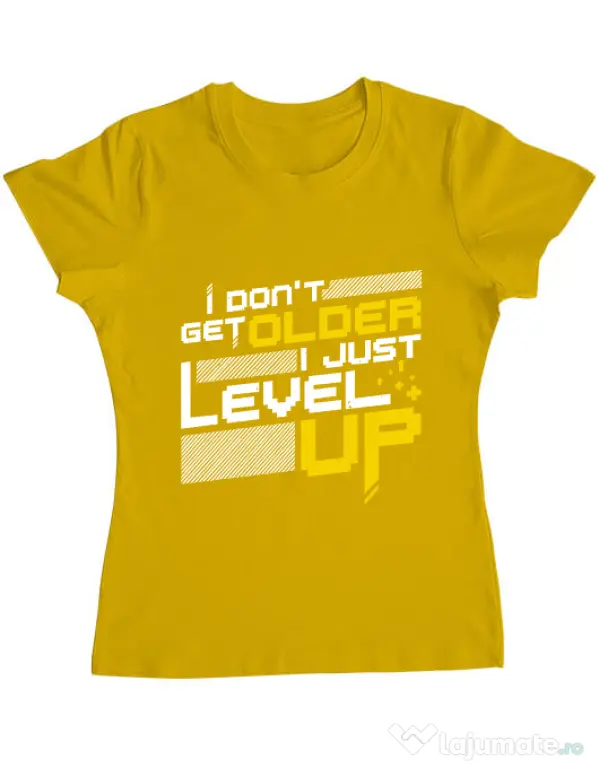 Tricou ADLER dama I dont get older Galben