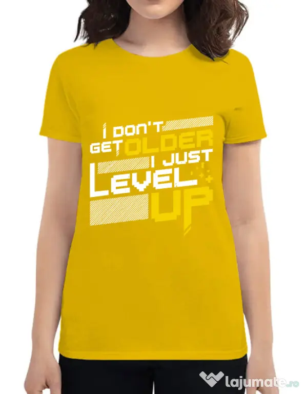 Tricou ADLER dama I dont get older Galben