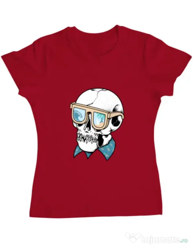 Tricou ADLER dama Skull Holiday Rosu