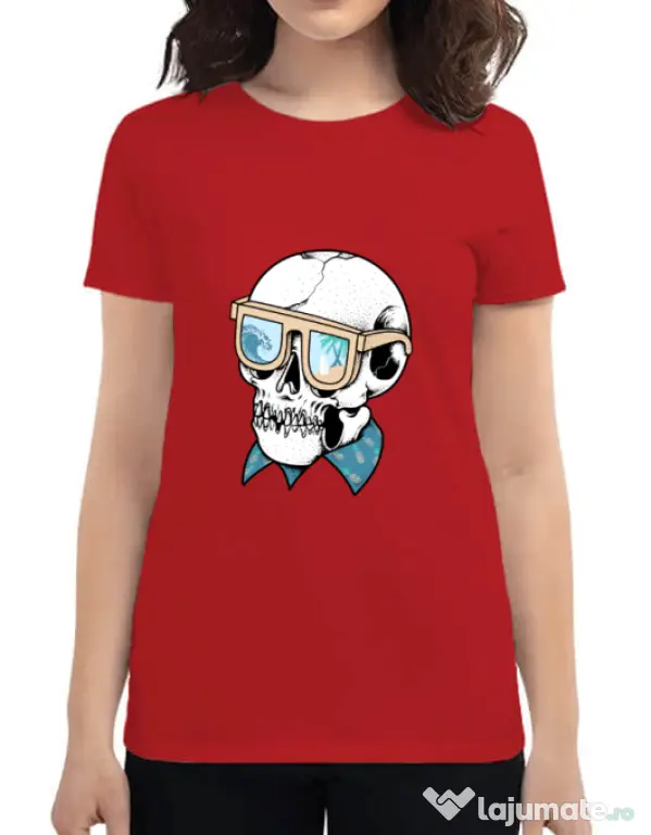 Tricou ADLER dama Skull Holiday Rosu