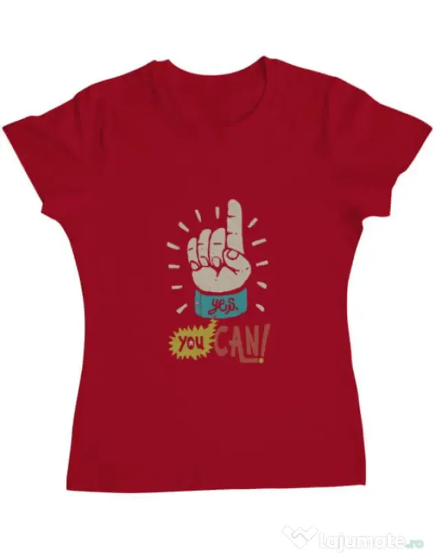 Tricou ADLER dama Yes You Can Rosu