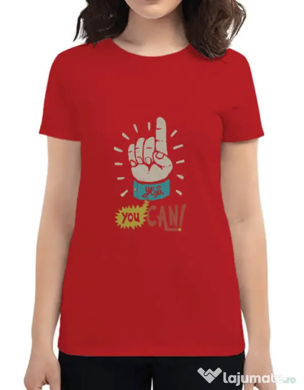 Tricou ADLER dama Yes You Can Rosu