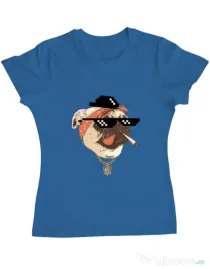 Tricou ADLER dama Pug Life Albastru azuriu