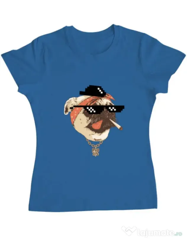 Tricou ADLER dama Pug Life Albastru azuriu