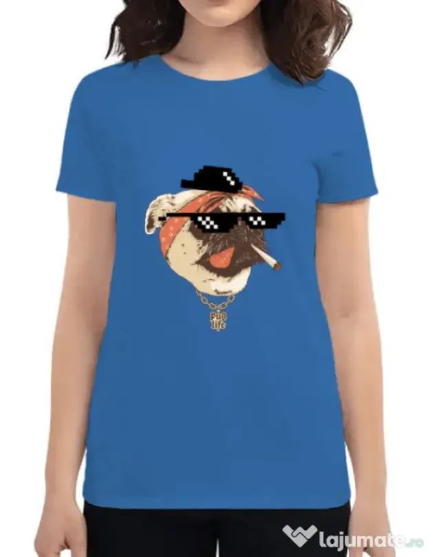 Tricou ADLER dama Pug Life Albastru azuriu