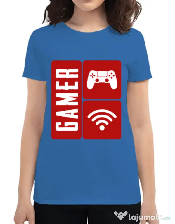 Tricou ADLER dama Gamer Albastru azuriu
