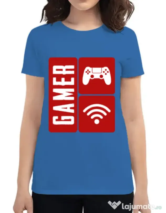 Tricou ADLER dama Gamer Albastru azuriu