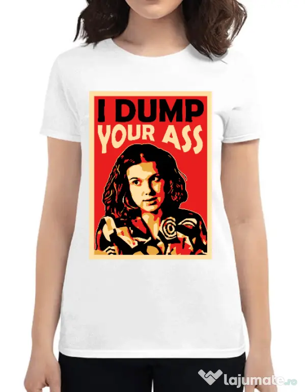 Tricou ADLER dama I dump your ass Alb
