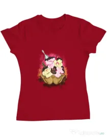 Tricou ADLER dama sweet ice cream lettering Rosu