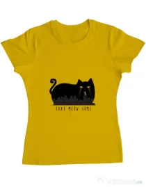 Tricou ADLER dama Take Meow Home Galben