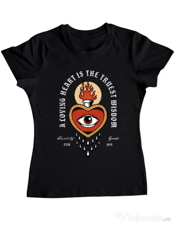 Tricou ADLER dama Burning Heart Negru