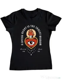Tricou ADLER dama Burning Heart Negru
