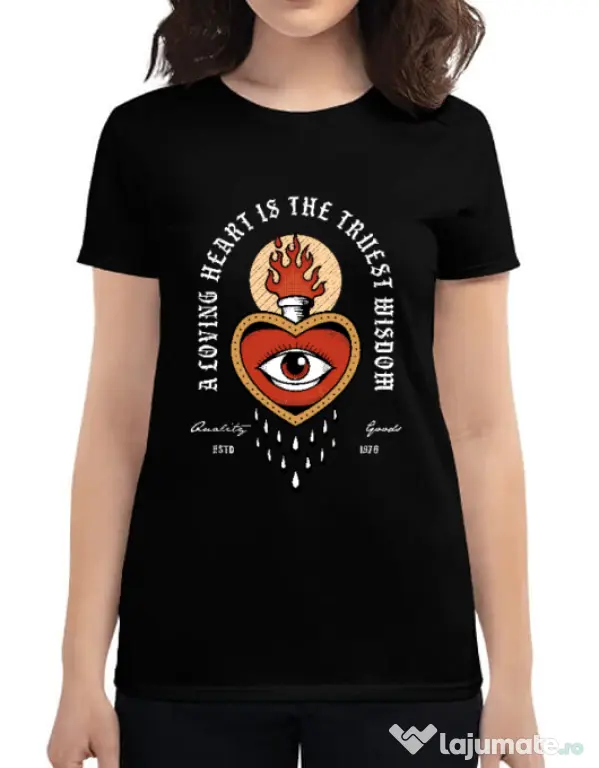 Tricou ADLER dama Burning Heart Negru