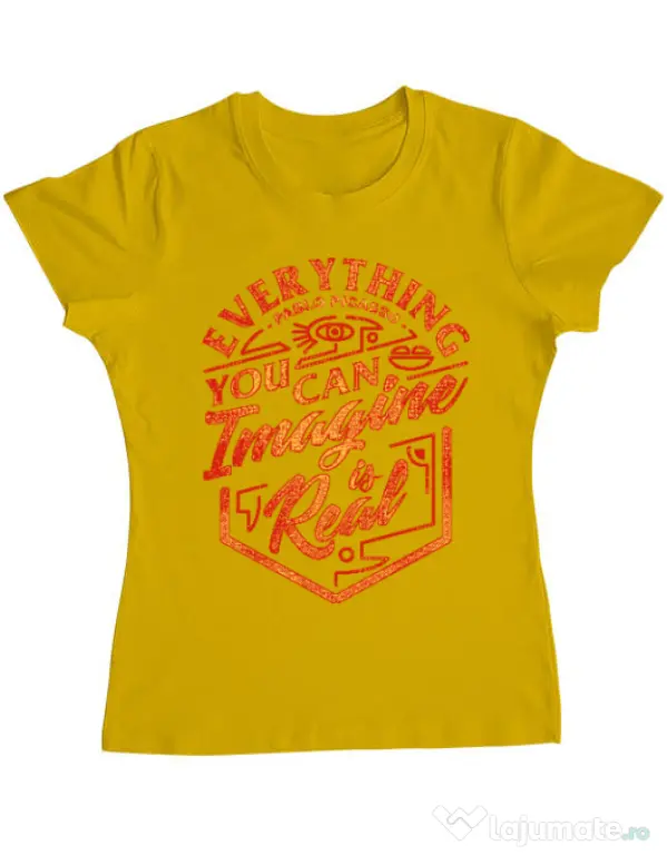 Tricou ADLER dama Everything You Can Imagine is Real Galben