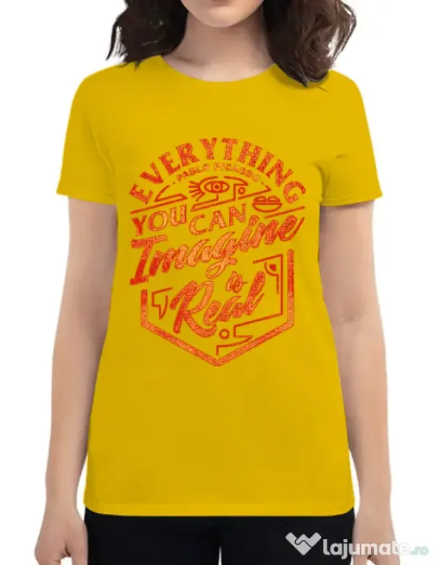 Tricou ADLER dama Everything You Can Imagine is Real Galben