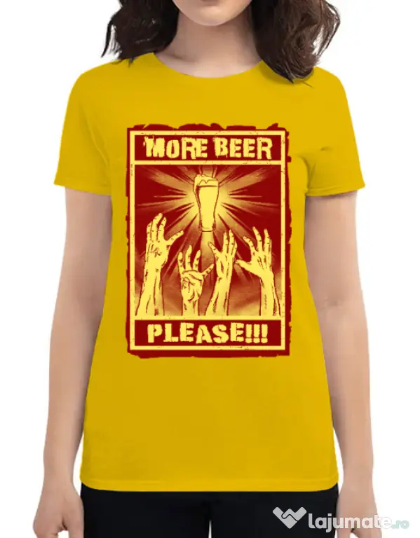 Tricou ADLER dama Thirsty zombies Galben