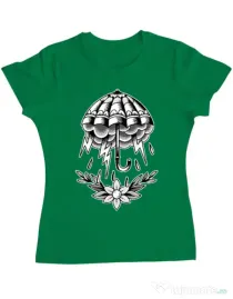 Tricou ADLER dama Umbrella Tattoo Verde mediu