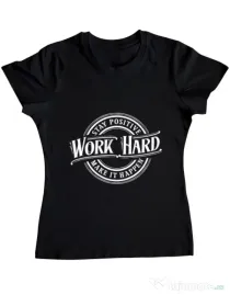 Tricou ADLER dama Work Hard Negru