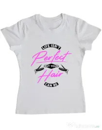 Tricou ADLER dama Life isnt perfect Alb