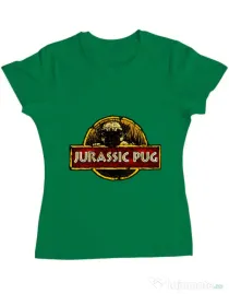 Tricou ADLER dama Jurassic Pug Verde mediu