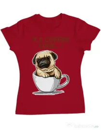 Tricou ADLER dama Its Coffee Time Rosu