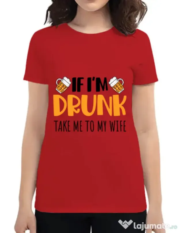 Tricou ADLER dama Take me to my wife Rosu