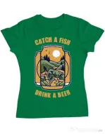 Tricou ADLER dama Catch a fish Verde mediu