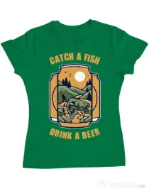 Tricou ADLER dama Catch a fish Verde mediu