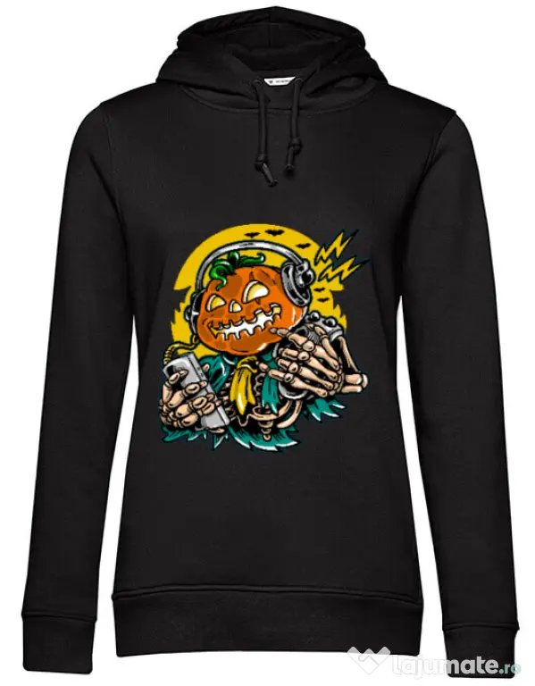 Hoodie dama cu gluga Pumpkin Music Negru