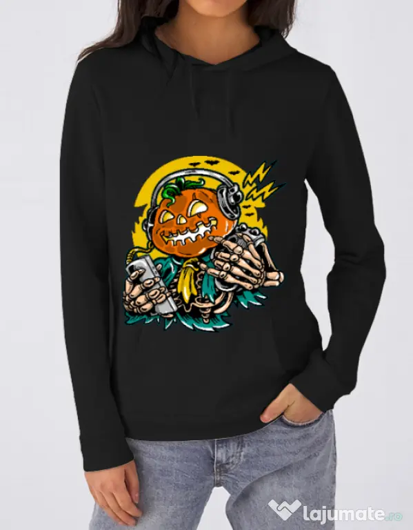 Hoodie dama cu gluga Pumpkin Music Negru