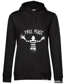 Hoodie dama cu gluga Free hugs Negru