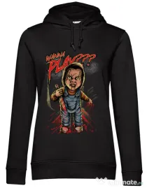 Hoodie dama cu gluga Wanna play Negru