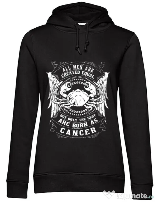 Hoodie dama cu gluga The best men are born as Cancer Negru