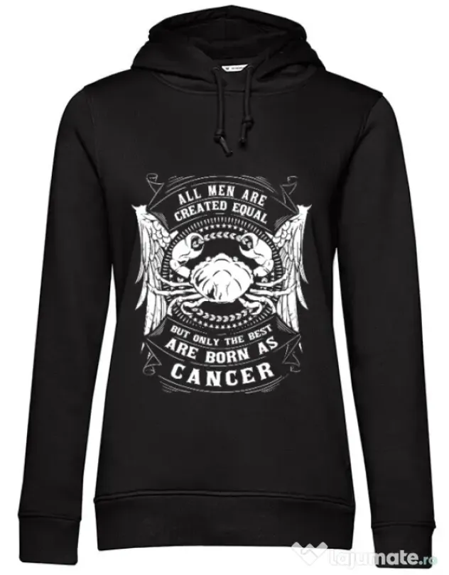 Hoodie dama cu gluga The best men are born as Cancer Negru