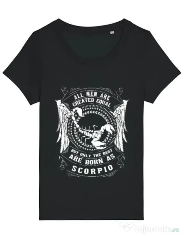 Tricou STANLEY STELLA dama The best men are born as Scorpio Negru