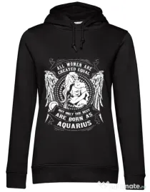 Hoodie dama cu gluga The best women are born as Aquarius Negru