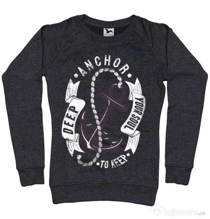 Bluza ADLER dama Anchor your soul Negru melanj