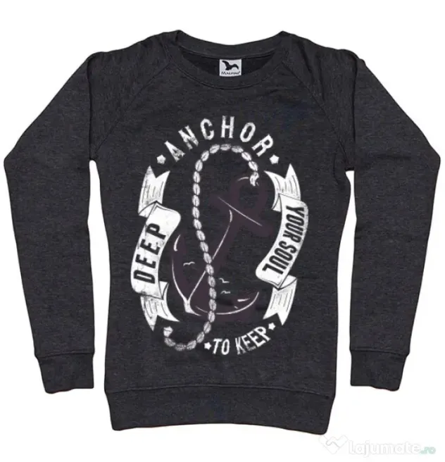 Bluza ADLER dama Anchor your soul Negru melanj