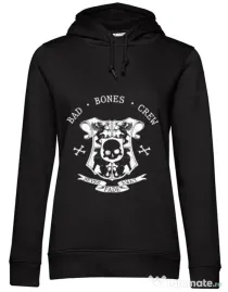 Hoodie dama cu gluga Bad bones crew crest Negru