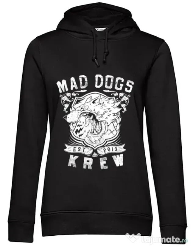 Hoodie dama cu gluga Mad dogs krew Negru