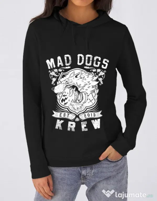 Hoodie dama cu gluga Mad dogs krew Negru