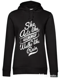 Hoodie dama cu gluga She acts like summer Negru