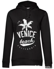 Hoodie dama cu gluga Venice beach California Negru