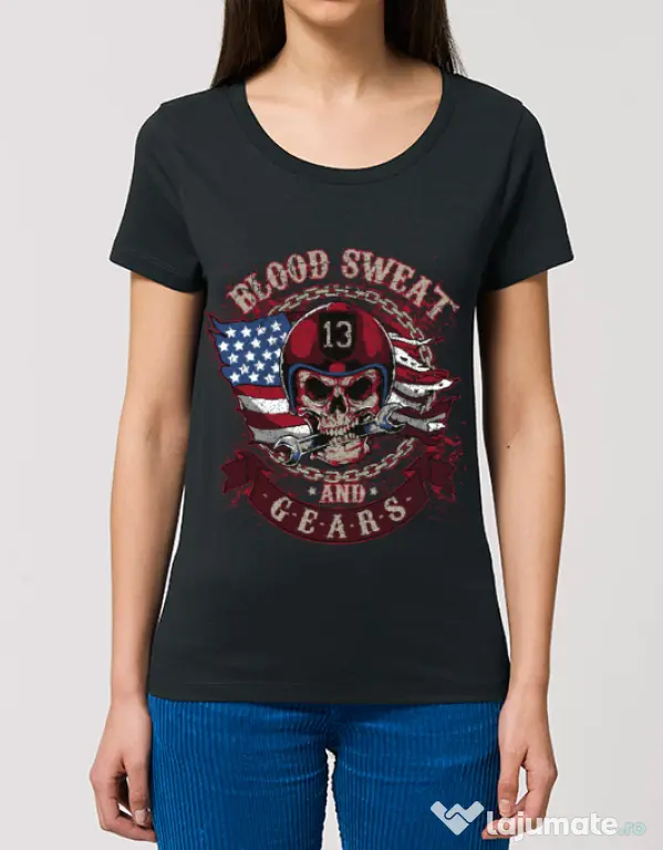 Tricou STANLEY STELLA dama Blood sweat and gears Negru